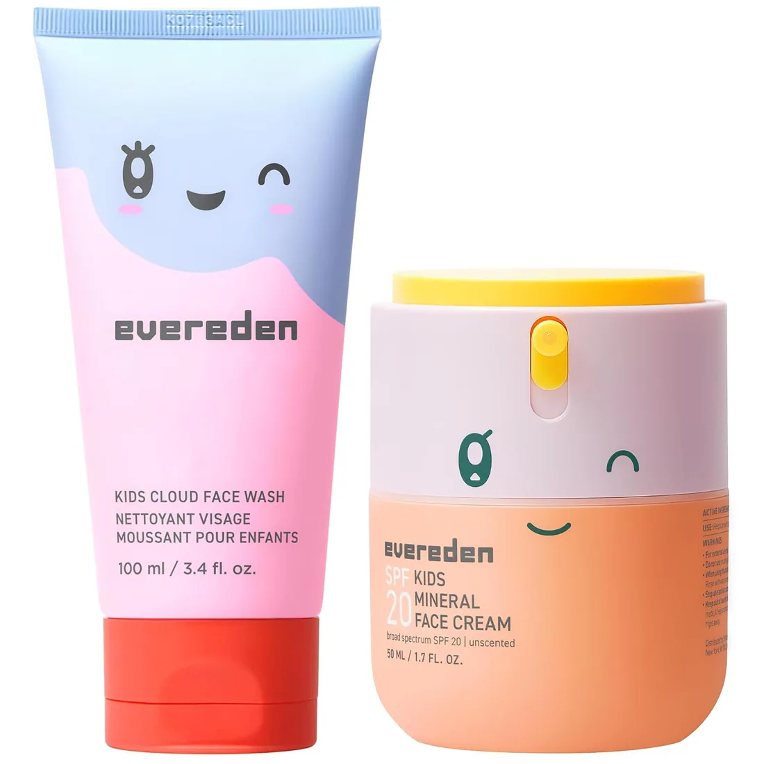 Evereden Kids Face Wash & SPF 20 Cream, Dermatologist-Tested, EWG Verified