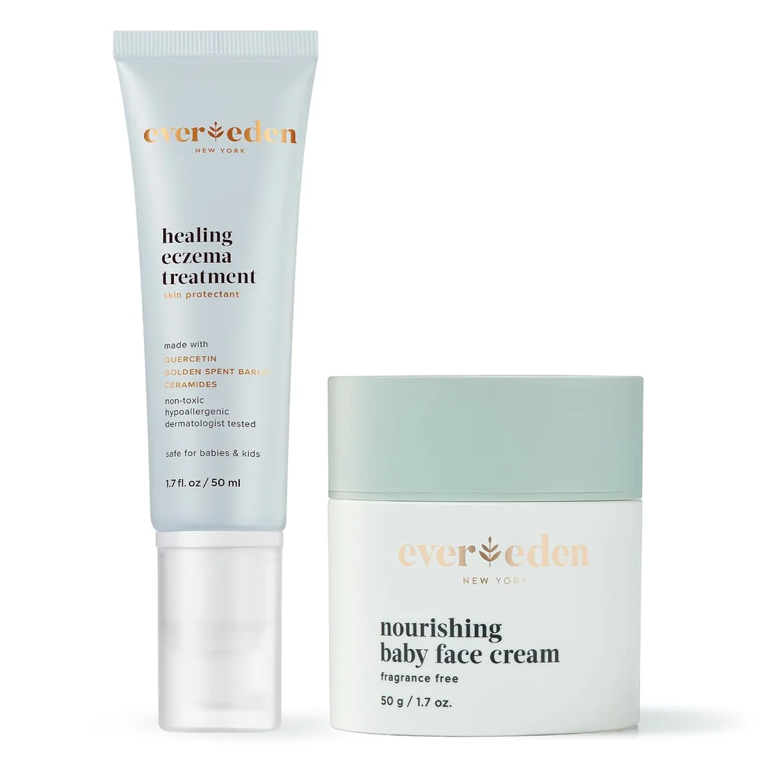 Evereden Healing Eczema Treatment, 1.7 fl oz & Nourishing Baby Face Cream 1.7 oz.