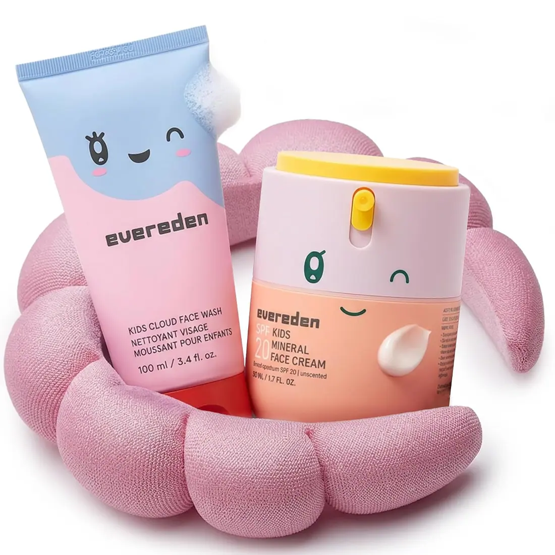 Evereden Kids Face Wash & Mineral SPF 20 Cream Set, Safe for Sensitive Skin