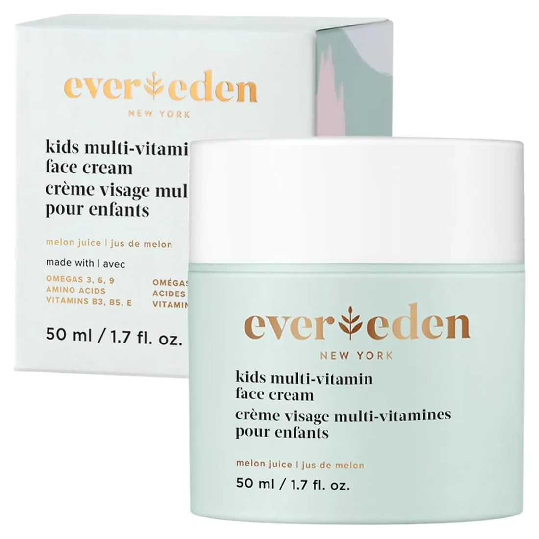 Evereden Kids Face Cream, Dermatologist-Tested, Vitamin B3, Melon, 1.7 oz