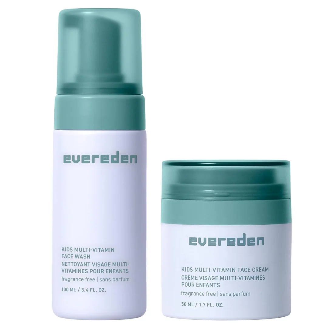 Evereden Kids Face Wash & Cream Set, Safe for Sensitive Skin & Unscented