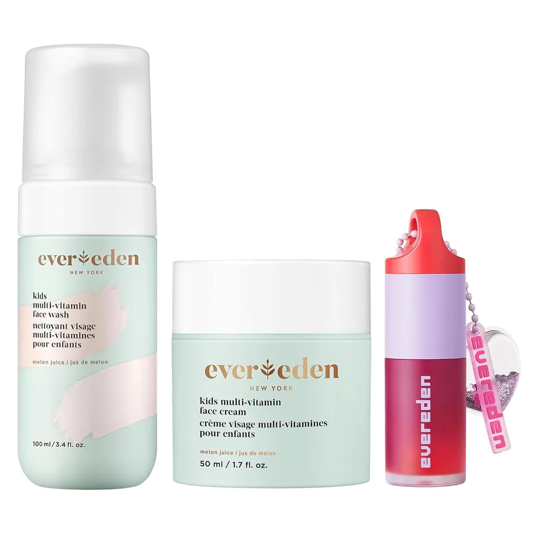 Evereden Kids Face Wash, Face Cream, Lip Oil, Dermatologist-Tested, Melon