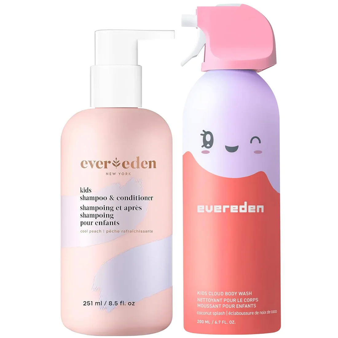 Evereden Kids 2-in-1 Shampoo & Conditioner + Foam Body Wash, EWG Verified