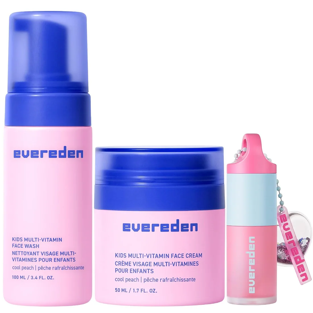 Evereden Kids Face Wash, Face Cream & Lip Oil Set, Vegan, Peach, Ages 3+
