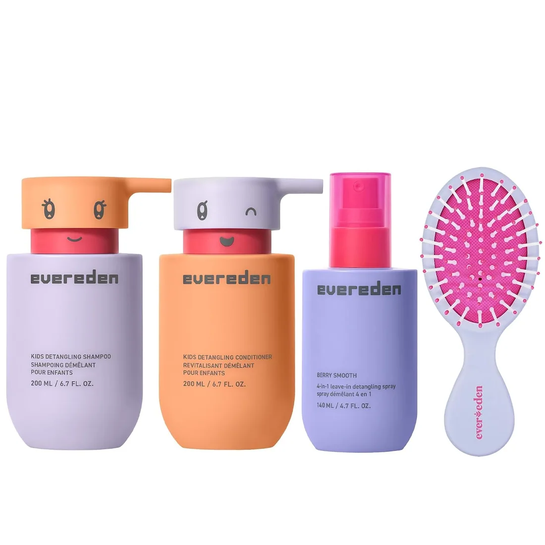 Evereden Kids Shampoo, Conditioner & Detangling Spray + Brush, Ages 3+