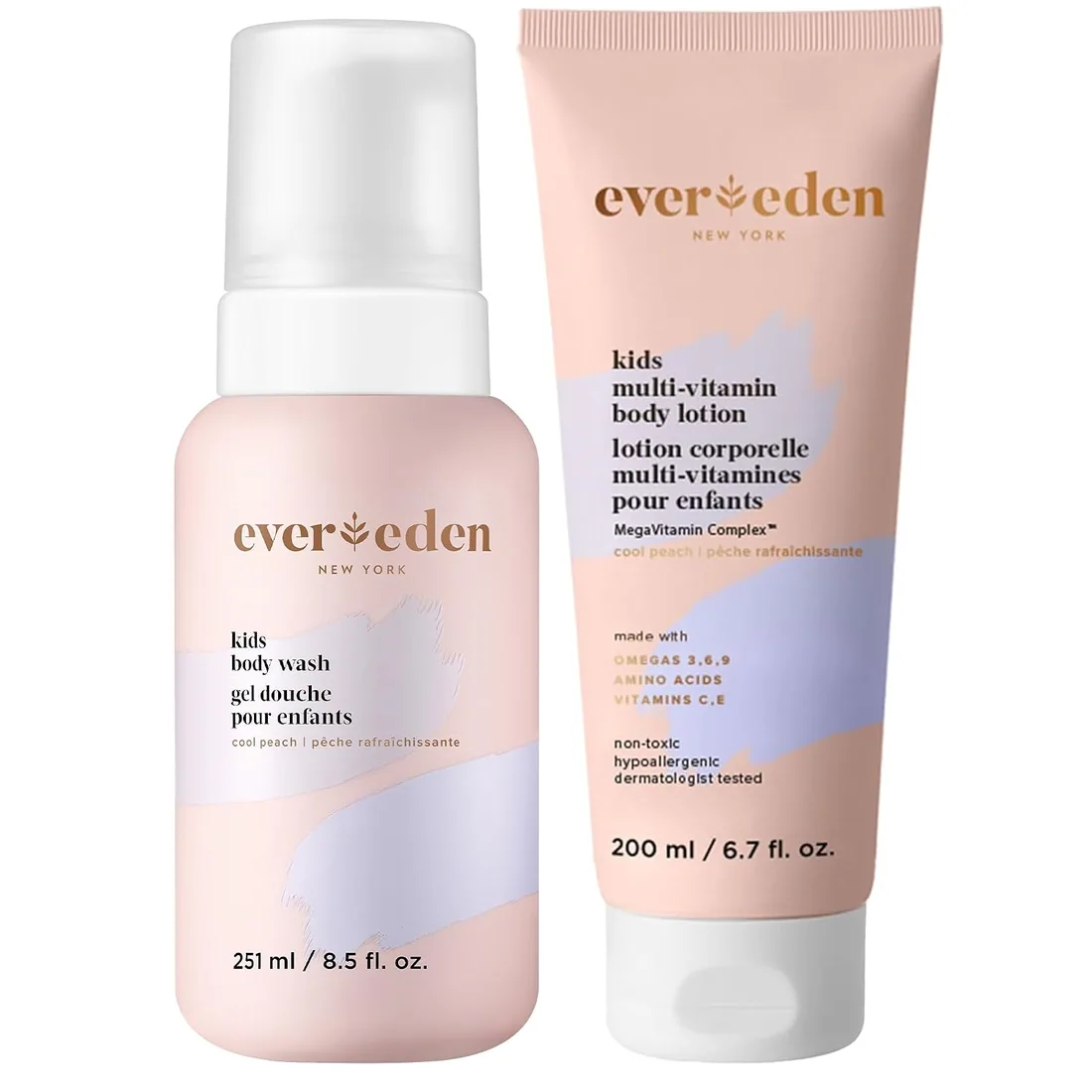Evereden Multi-Vitamin Kids Body Wash & Body Lotion: Cool Peach - Clean and Non-Toxic Products