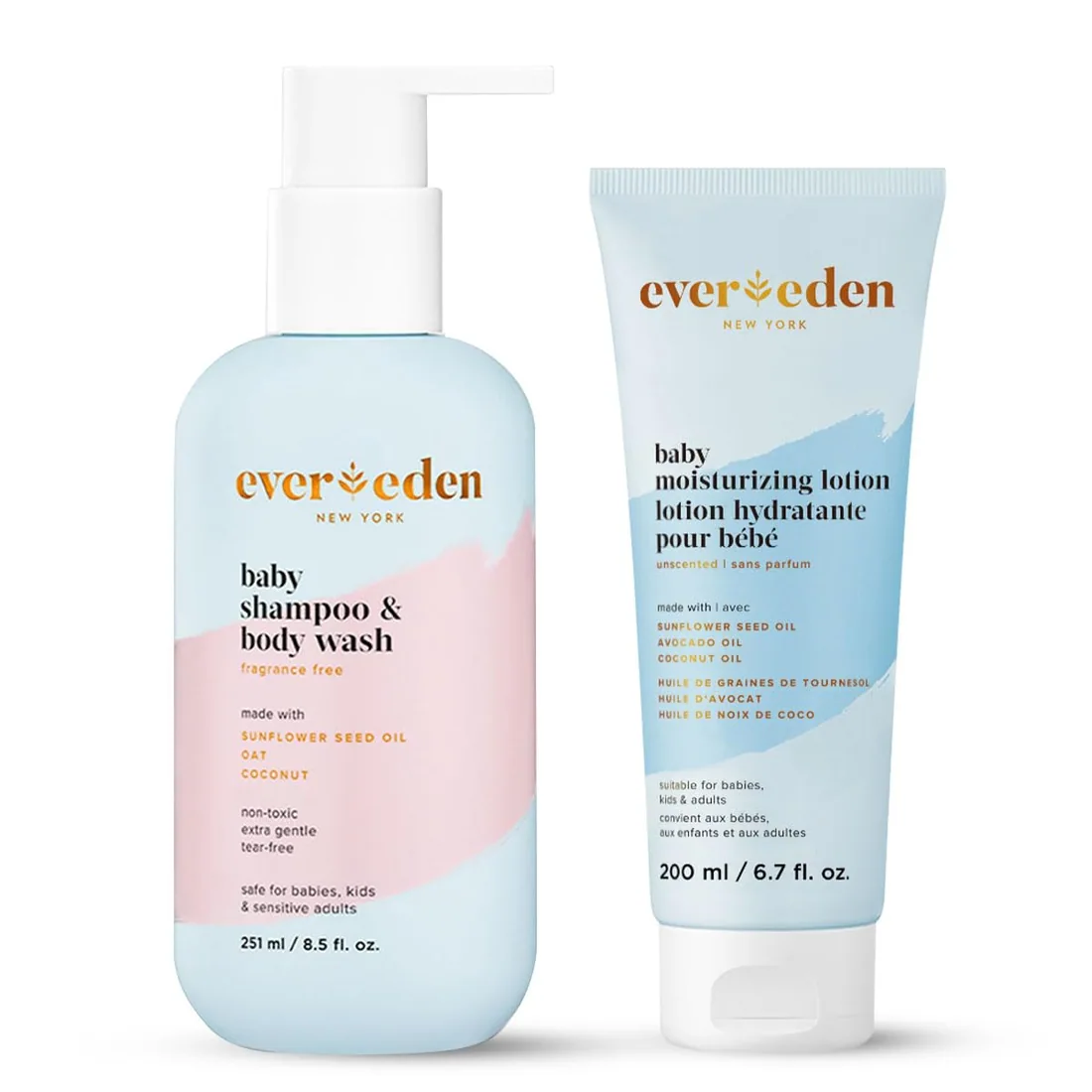 Evereden Baby Shampoo and Body Wash 2-in-1, Fragrance-Free, Vegan,8.5 fl oz