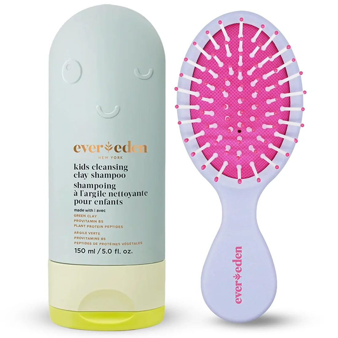 Evereden Kids Hair Care: After Swim & Sports Shampoo with Cleansing Clay & Detangling Hair Brush