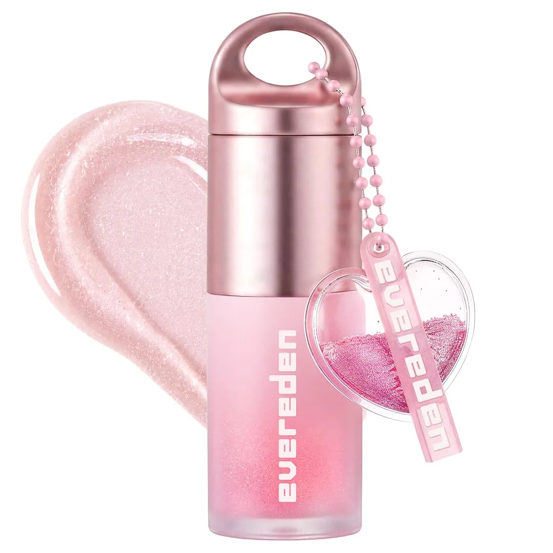 Evereden Kids Lip Gloss for Girls - Limited Edition Pink Stardust Tinted Lip Oil, Jojoba & Sunflower Oil - Non Toxic Vegan Clean Makeup for Kids, Non-Sticky Shimmer Shine, Glitter Keychain, Ages 3+
