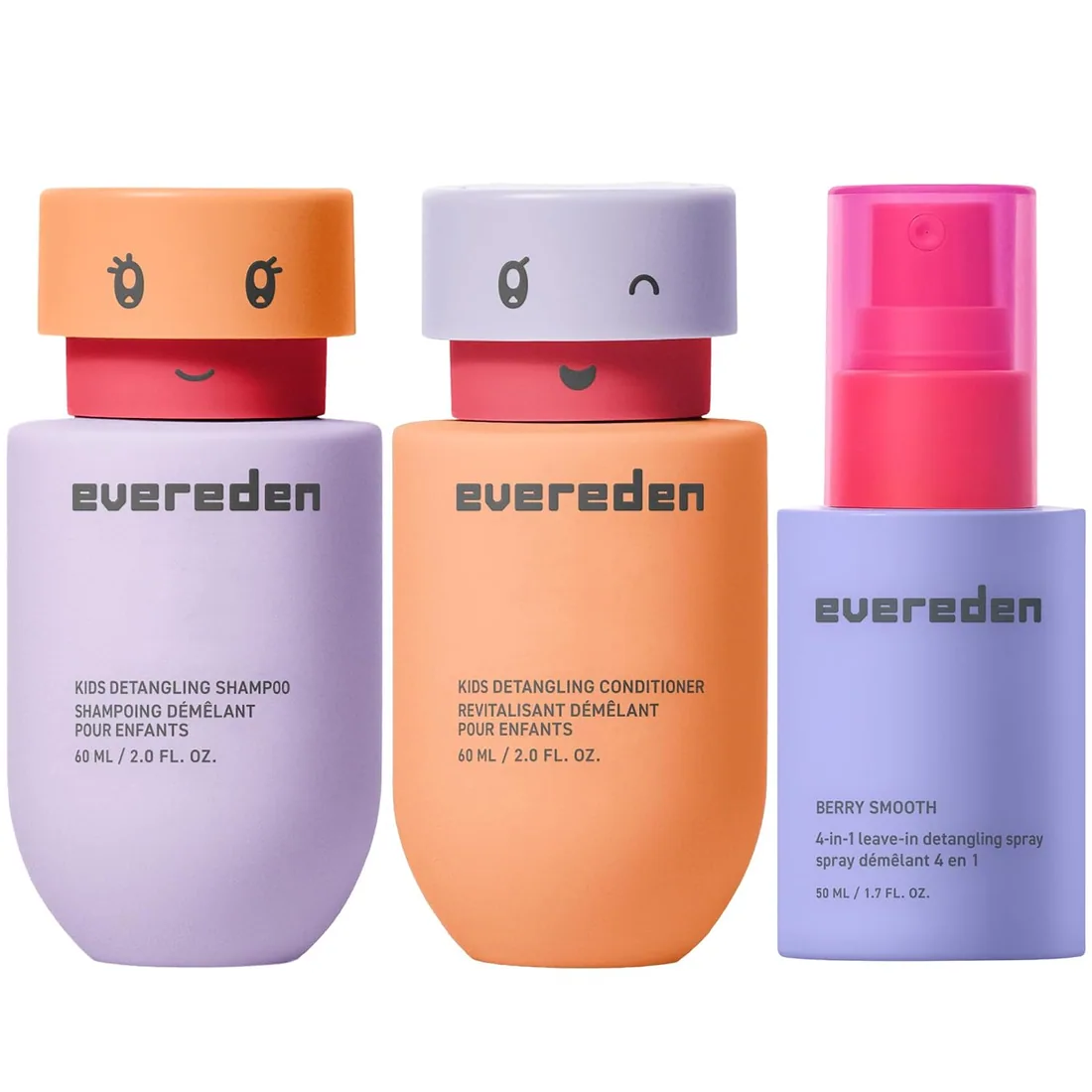 Evereden Kids Shampoo, Conditioner & Detangling Spray Set, Travel Size