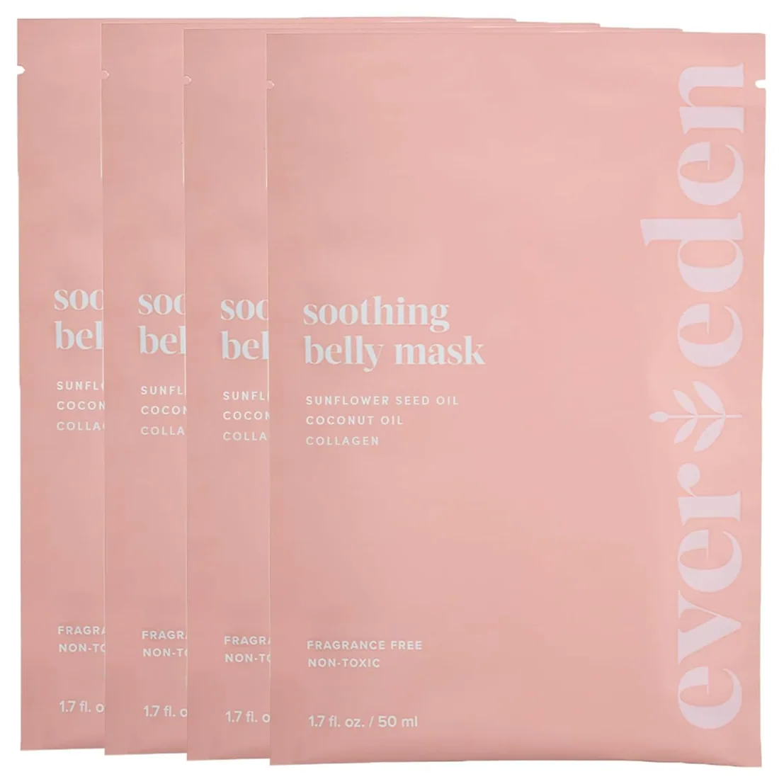 Evereden Soothing Belly Mask 4-Pack for Pregnancy & Postpartum, Hydrating