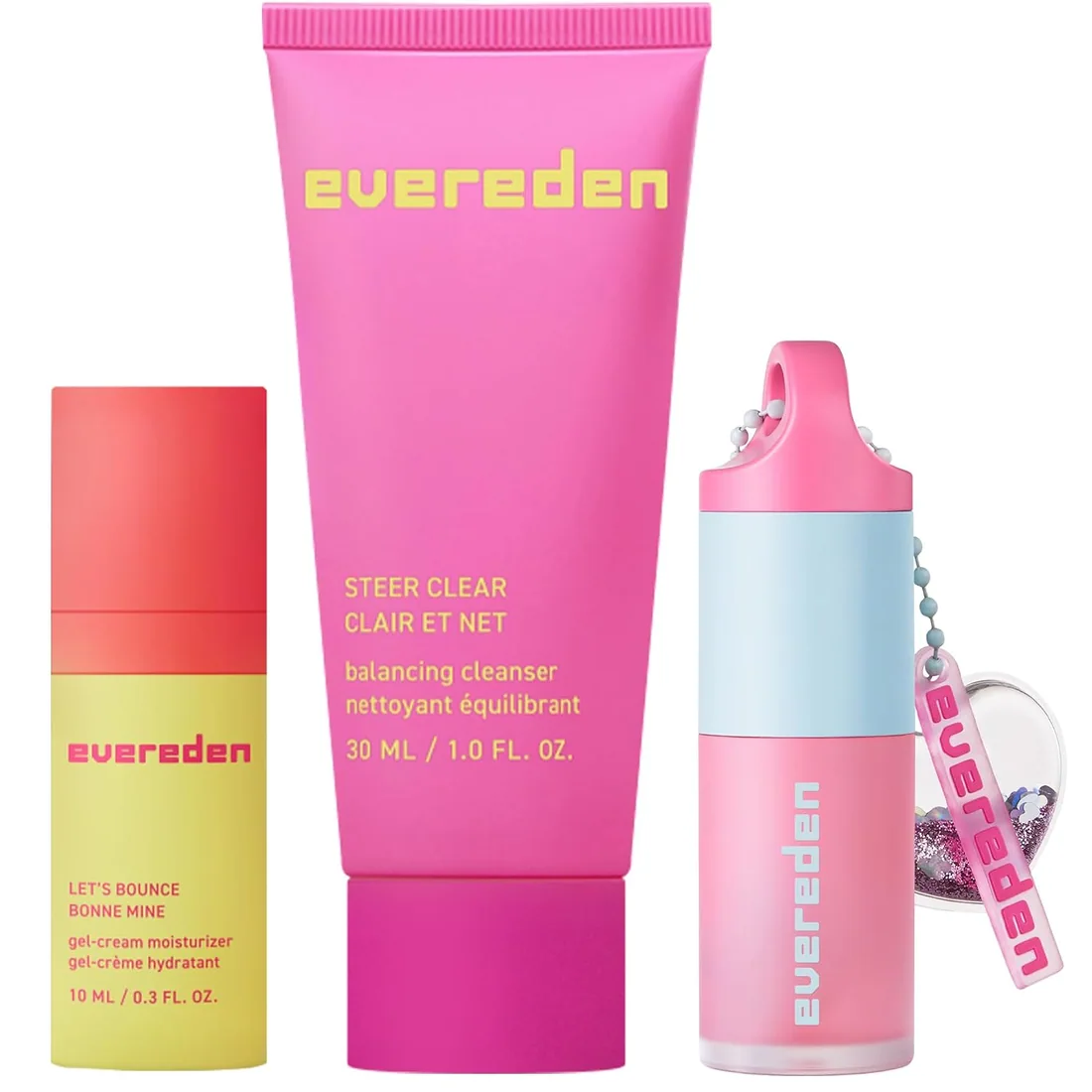 Evereden Teen Travel Skincare Set, Jelly Cleanser, Gel Cream & Lip Oil