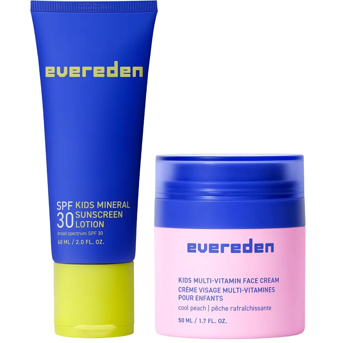 Evereden Kids Face Cream: Cool Peach, 1.7 oz. & SPF 30 Mineral Sunscreen