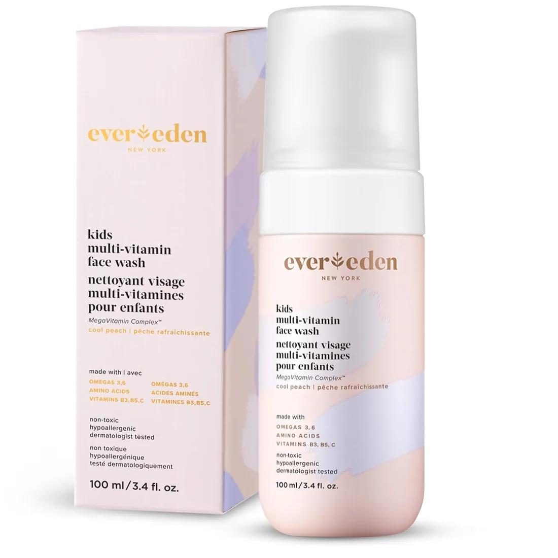 Evereden Kids Multi-Vitamin Face Wash, Dermatologist-Tested, Vegan, Peach