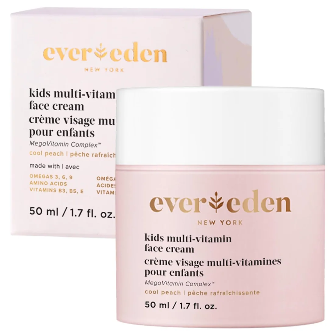 Evereden Kids Face Cream, Dermatologist-Tested, Vitamin B3, Peach, 1.7 oz